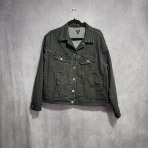 Lee Denim Jacket Women Size XL Black Stretch Jean Jacket Button Front